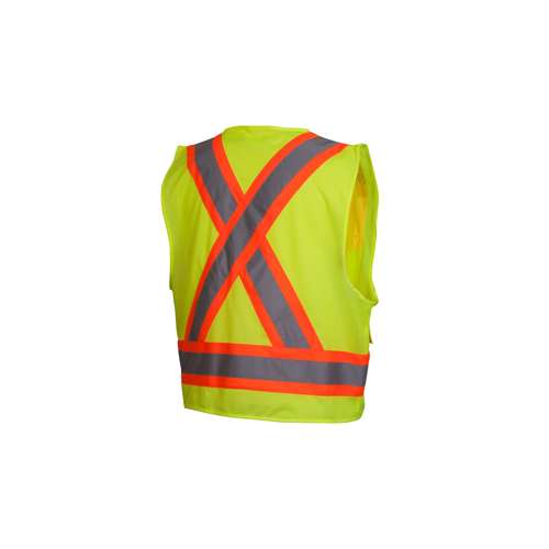 RCZ2410 Safety Vest - Hi-Vis Lime Vest with Contrasting Reflective Tape - Size Extra Large