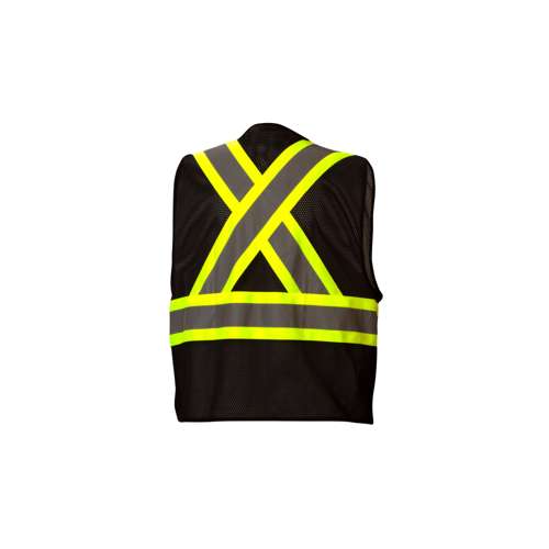 RCZ2411 Black Vest with Contrasting Reflective Tape - Size Extra Large