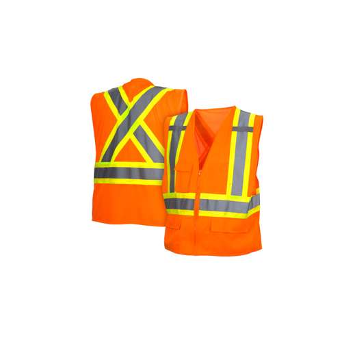 RCZ2420 Safety Vest - Hi-Vis Orange Vest with Contrasting Reflective Tape - Size Extra Large