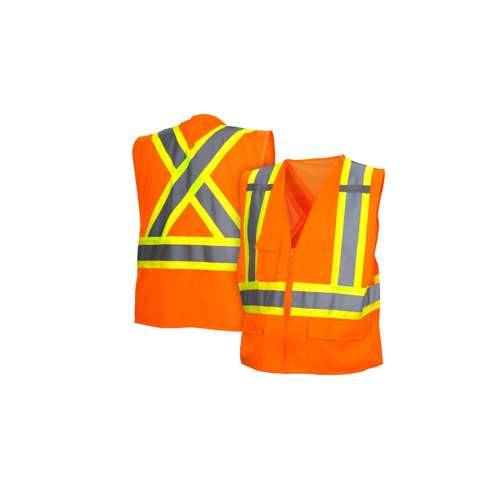 RCZ2420 Safety Vest - Hi-Vis Orange Vest with Contrasting Reflective Tape - Size Extra Large