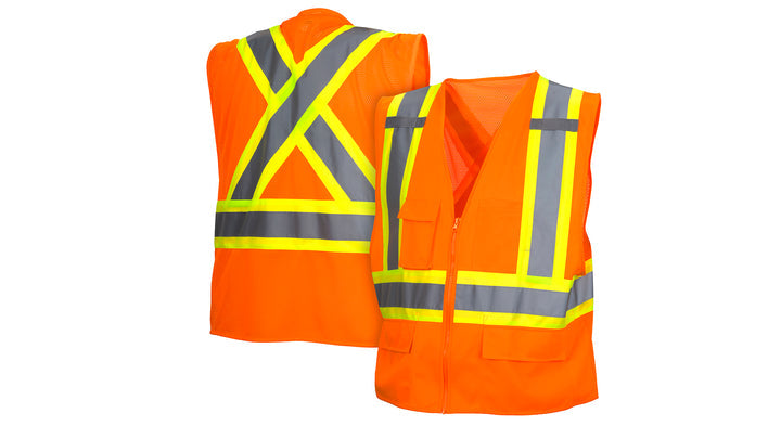 RCZ2420 Safety Vest - Hi-Vis Orange Vest with Contrasting Reflective Tape - Size Extra Large
