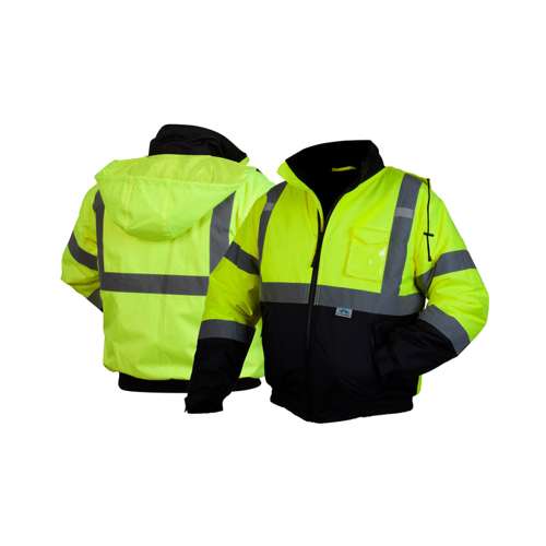 RJ3210 Winter Wear - Hi-Vis Lime Bomber Jacket with Quilted Lining - Size Medium