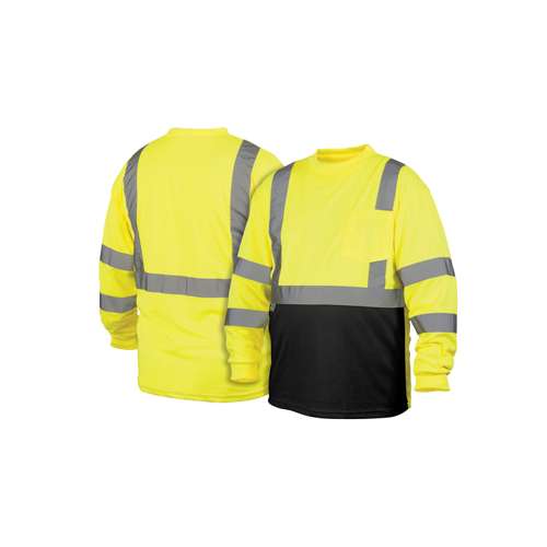 RLTS3110B T-Shirt - Hi-Vis Lime Long Sleeve T-Shirt - Size Extra Large - Hi-Vis lime lightweight polyester moisture wicking t-shirt with black bottom