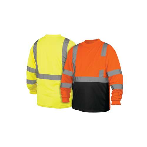 RLTS3110B T-Shirt - Hi-Vis Lime Long Sleeve T-Shirt - Size Extra Large - Hi-Vis lime lightweight polyester moisture wicking t-shirt with black bottom