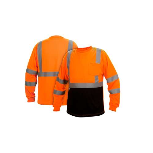 RLTS3120B T-Shirt - Hi-Vis Lime Long Sleeve T-Shirt - Size Extra Large - Hi-Vis orange lightweight polyester moisture wicking t-shirt with black bottom