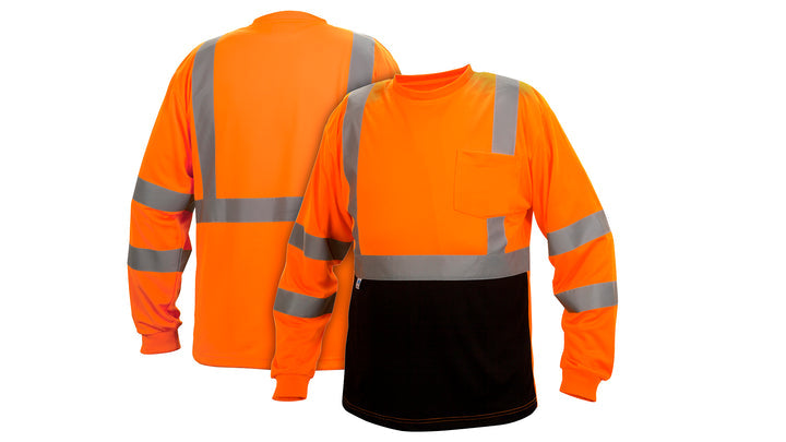 RLTS3120B T-Shirt - Hi-Vis Lime Long Sleeve T-Shirt - Size Extra Large - Hi-Vis orange lightweight polyester moisture wicking t-shirt with black bottom