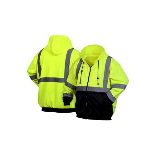 RSZH3210 Winter Wear - Hi-Vis Lime Zipper Sweatshirt with Black Bottom- Size Extra Large