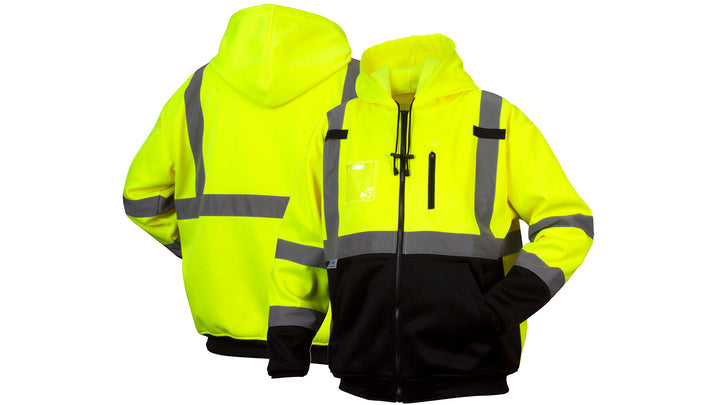 RSZH3310 Class 3 premium zipper sweatshirt in lime - Extra Large