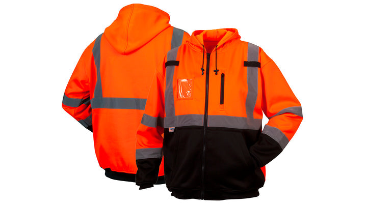 RSZH3320 Class 3 premium zipper sweatshirt in orange - 4X-Large
