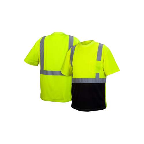 RTS2110B T-Shirt - Hi-Vis Lime T-Shirt - Size Extra Large - Lightweight polyester moisture wicking material t-shirt with black bottom
