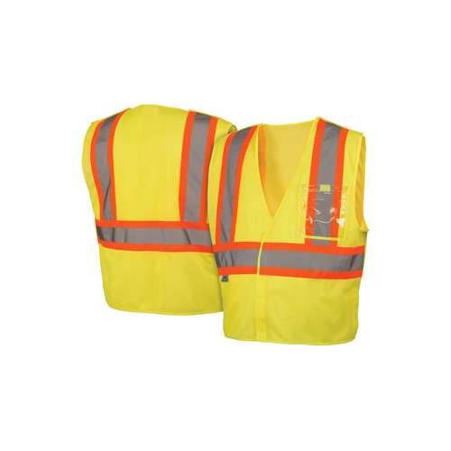 RVHL2710BR Safety Vest - Hi-Vis Lime with 5 Point Break - Size Extra Large