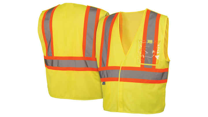 RVHL2710BR Safety Vest - Hi-Vis Lime with 5 Point Break - Size Extra Large