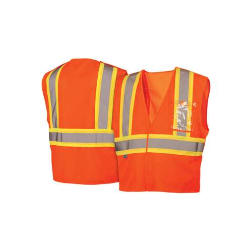 RVHL2720BR Safety Vest - Hi-Vis Orange with 5 Point Break - Size Extra Large