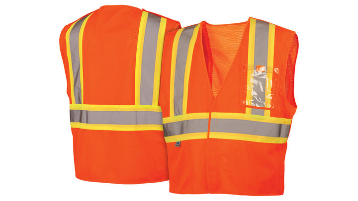 RVHL2720BR Safety Vest - Hi-Vis Orange with 5 Point Break - Size Extra Large