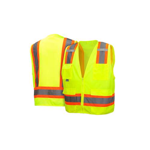 RVZ2110SE Safety Vest - Hi-Vis Lime - Self-Extinguishing - Size Extra Large