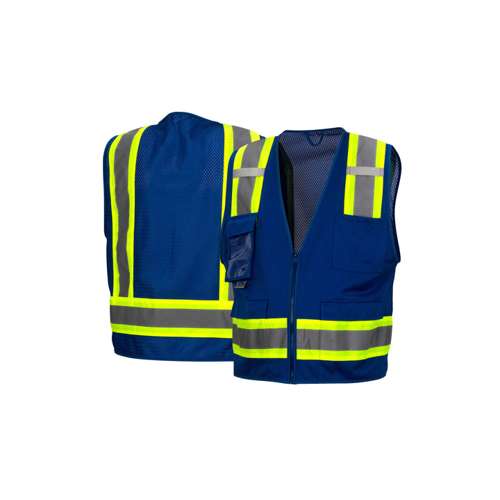 RVZ2465CP Survey Vest w/clear pocket-Blue-Extra Large