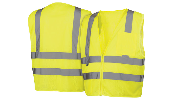 RVZ2610 Safety Vest - Hi-Vis Lime- 2 Stripes - Size Large