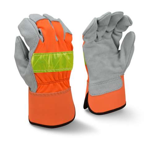 Radians RWG3200HV RWG3200HV High Visibility Regular Shoulder Gray Split Cowhide Leather Palm Glove - Work Gloves