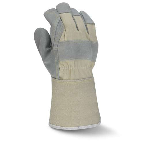 RWG3400WDPG RWG3400W Side Split Gray Cowhide Leather Double Palm Glove with Gauntlet Cuff