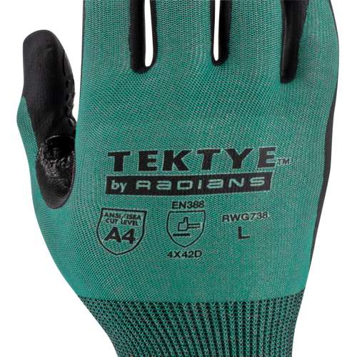 RWG738 RWG738 TEKTYE® A4 Dark Green Nitrile Dip Cut Protective Work Glove