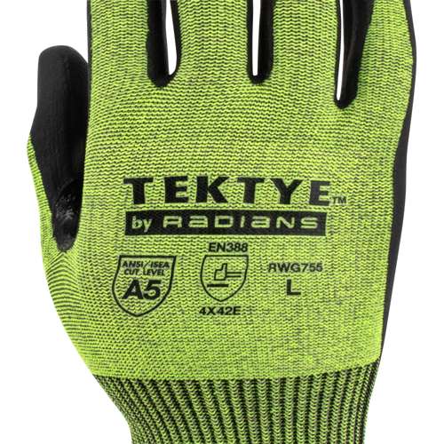 RWG755 RWG755 TEKTYE® A5 Reinforce Thumb Green Nitrile Dip Cut Protective Work Glove