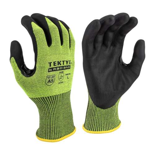 Radians RWG755 RWG755 TEKTYE® A5 Reinforce Thumb Green Nitrile Dip Cut Protective Work Glove - Safety Glasses