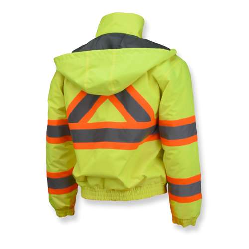 SJ11QX-3Z SJ11QX-3 Class 3 X-Back High Visibility Quilted Bomber Jacket with Hood