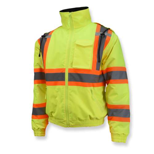 SJ11QX-3Z SJ11QX-3 Class 3 X-Back High Visibility Quilted Bomber Jacket with Hood