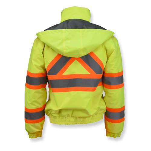 SJ11QX-3Z SJ11QX-3 Class 3 X-Back High Visibility Quilted Bomber Jacket with Hood