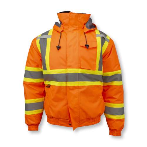 SJ11QX-3Z SJ11QX-3 Class 3 X-Back High Visibility Quilted Bomber Jacket with Hood