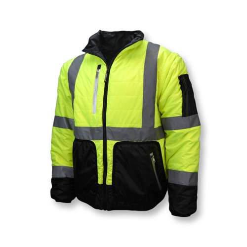 Radians SJ510 SJ510 Quilted Reversible Four-in-One Jacket with Zip-Off Sleeves Hi-Vis Yellow ANSI Class 3 - Safety Vest