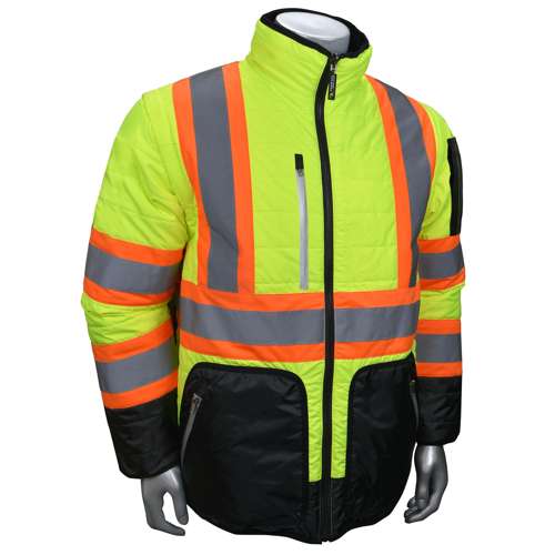 Radians SJ510X-3 SJ510X-3 Quilted Reversible Jacket with Zip-Off Sleeves X-Back ANSI Class 2 - Safety Vest