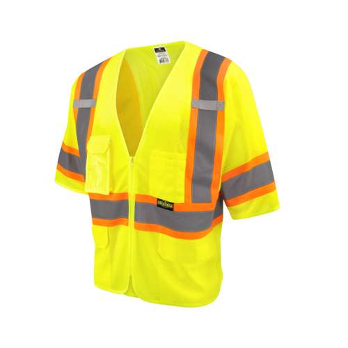 SV232-3 SV232-3 Two Tone Surveyor Type R Class 3 Mesh Safety Vest with Dual Side Zippers