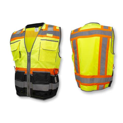 SV55B SV55B Class 2 Heavy Woven Color Blocked Two Tone Engineer Vest