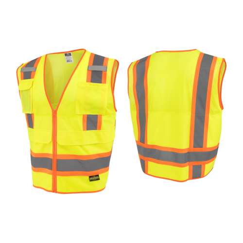 SV69-2 SV69-2 Two Tone Type R Class 2 Mesh/Solid Surveyor Vest with Plan/Tablet Pocket