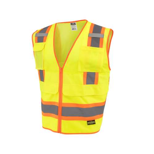 SV69-2 SV69-2 Two Tone Type R Class 2 Mesh/Solid Surveyor Vest with Plan/Tablet Pocket