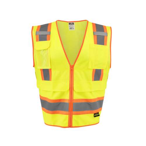 SV69-2 SV69-2 Two Tone Type R Class 2 Mesh/Solid Surveyor Vest with Plan/Tablet Pocket