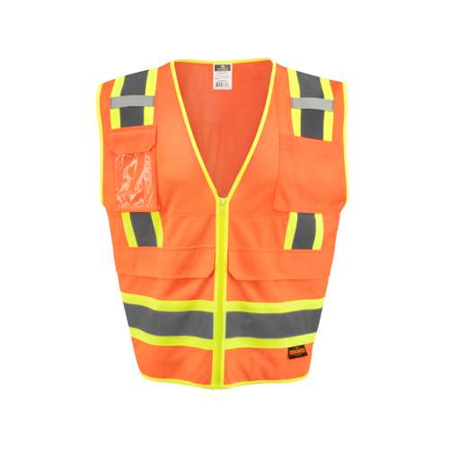SV69-2 SV69-2 Two Tone Type R Class 2 Mesh/Solid Surveyor Vest with Plan/Tablet Pocket