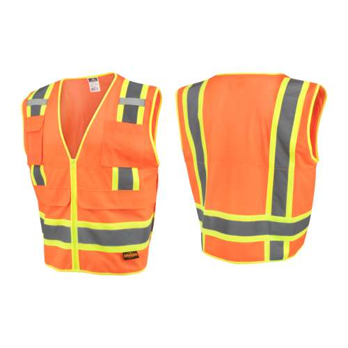 SV69-2 SV69-2 Two Tone Type R Class 2 Mesh/Solid Surveyor Vest with Plan/Tablet Pocket