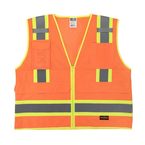 SV69-2 SV69-2 Two Tone Type R Class 2 Mesh/Solid Surveyor Vest with Plan/Tablet Pocket