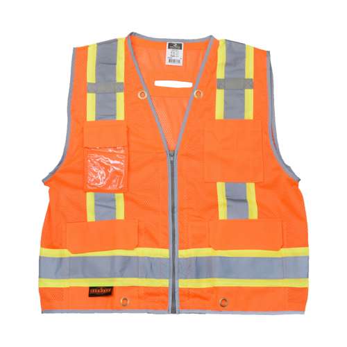 SV6H SV6H Type R Class 2 Heavy Duty Two Tone Mesh Surveyor Vest with Solid Pockets