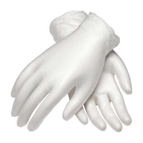 100-2824 Single Use Class 100 Cleanroom Vinyl Glove with Finger Textured Grip - 9.5"