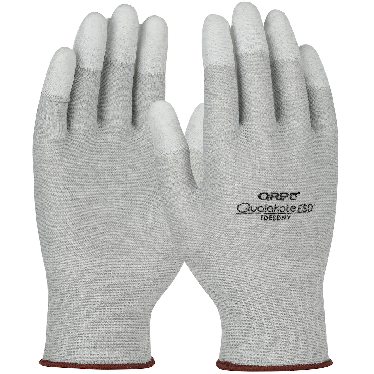 TDESDNY Seamless Knit Nylon/Carbon Fiber 15 Gauge Electrostatic Dissipative (ESD) Glove with Polyurethane Coated Grip on Fingertips