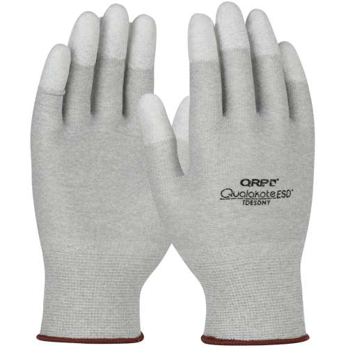TDESDNY Seamless Knit Nylon/Carbon Fiber 15 Gauge Electrostatic Dissipative (ESD) Glove with Polyurethane Coated Grip on Fingertips