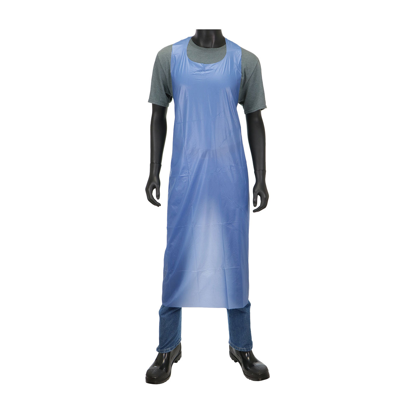 UE4B Blue Vinyl Apron - 4 mil