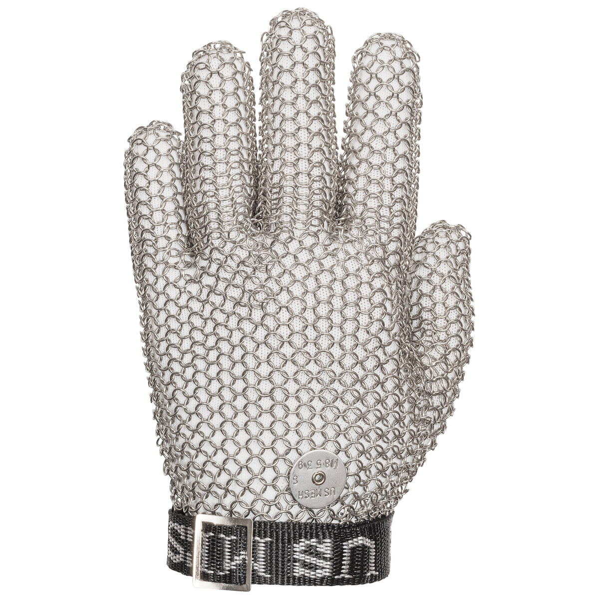USM-1190 Large Ring Stainless Steel Mesh Glove with Adjustable Strap - Wrist Length