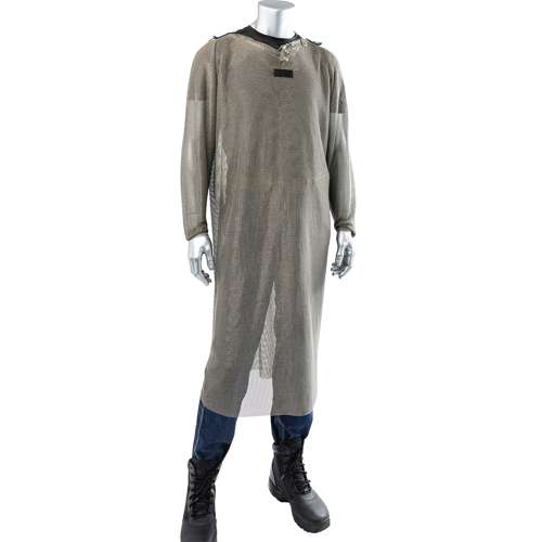 USM-4356LSS METAL MESH FULL BACK TUNIC W/SHORT SLEEVES, 24 IN. BACK PANEL, 16 IN SPLIT LEG