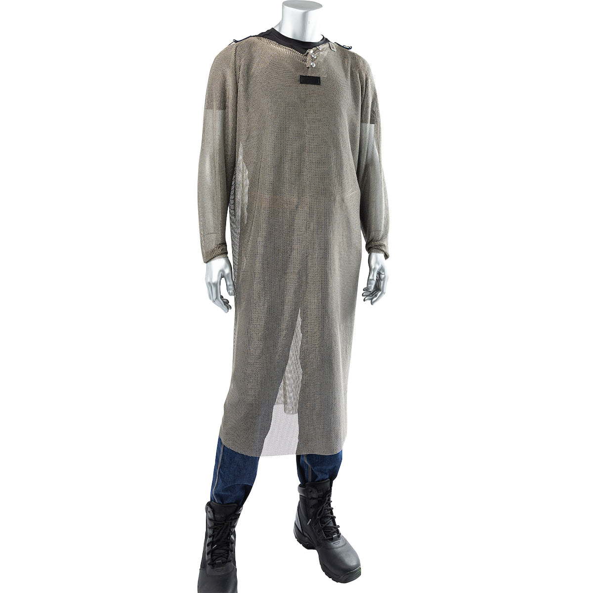 USM-4356LSS METAL MESH FULL BACK TUNIC W/SHORT SLEEVES, 24 IN. BACK PANEL, 16 IN SPLIT LEG
