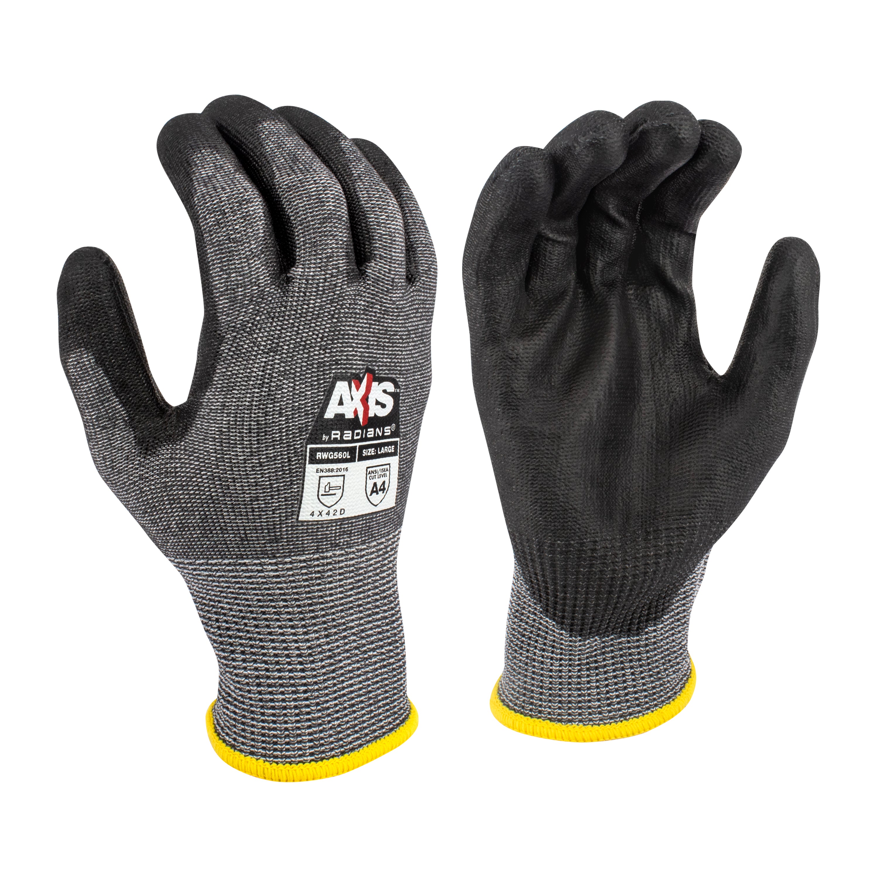 Radians RWG560 RWG560 AXIS™ Cut Protection Level A4 PU Coated Glove - Safety Glasses