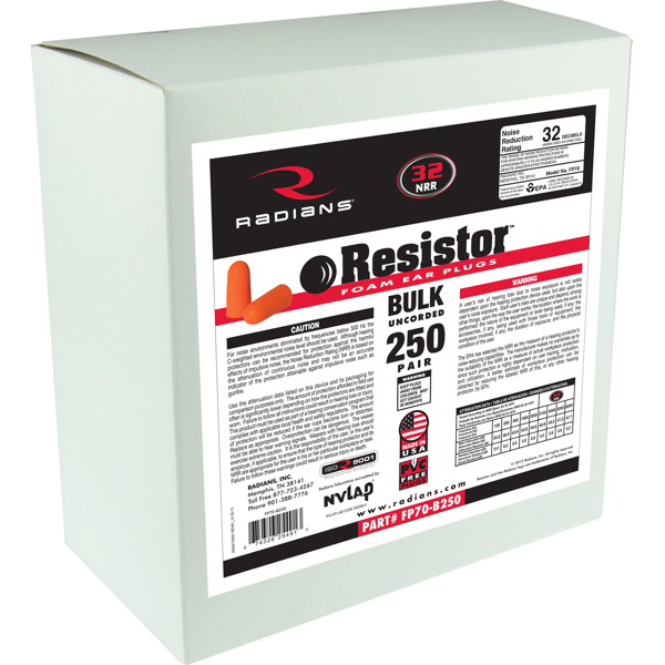 Radians FP70-B250_STY Resistor® 32 Foam Uncorded Earplug Dispenser Refill - Hearing Protection